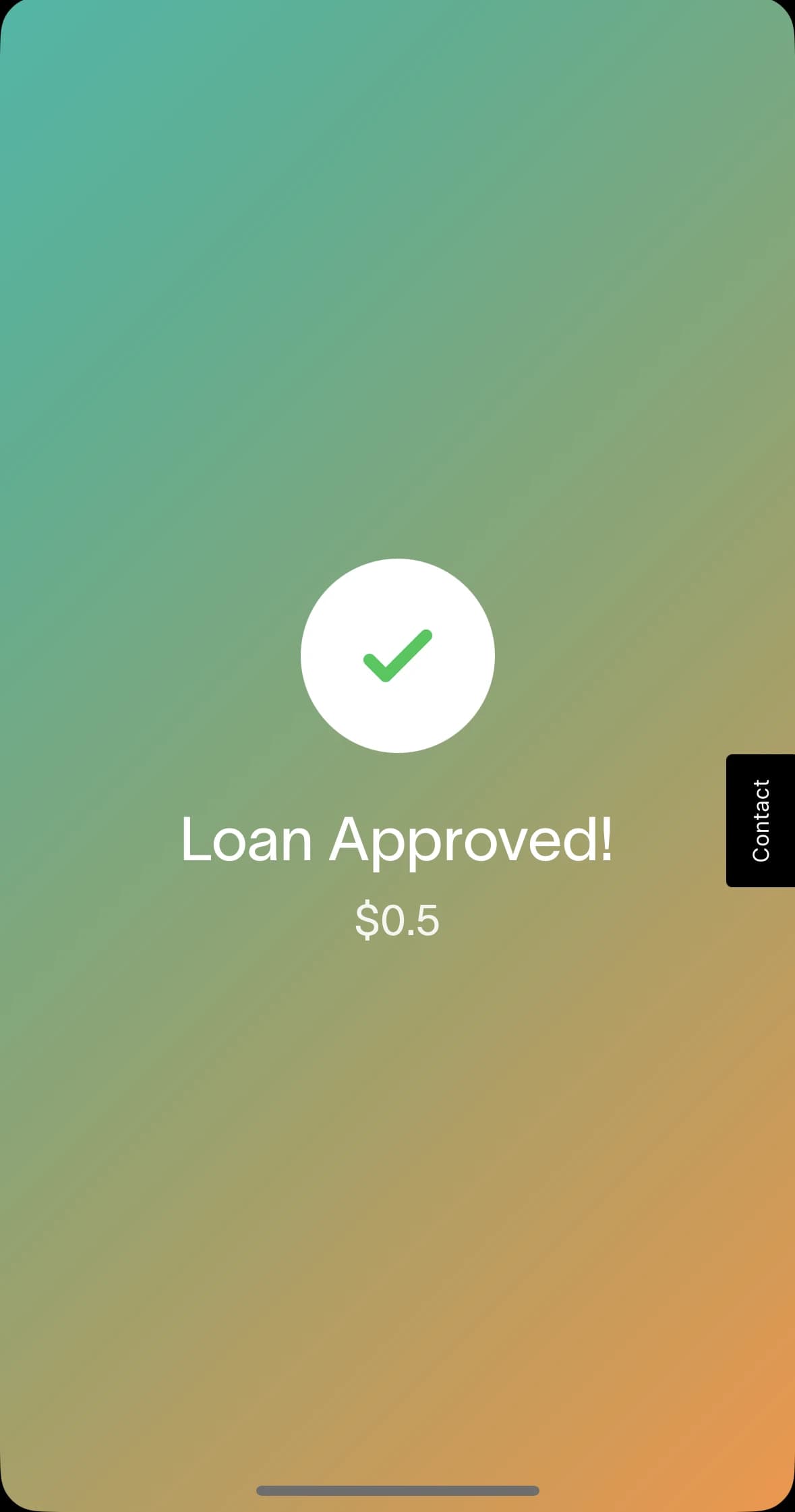 Pilot app screen: credit of $0.50 approved